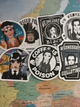 Pack 9 Pegatinas Miércoles Addams