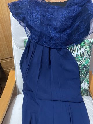 Vestido de fiesta largo azul sin mangas