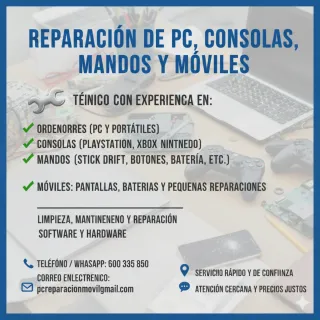 Reparación de ordenadores, móviles y consolas