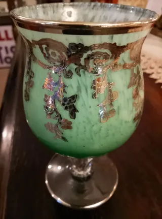 Calice Vetro Murano Verde Dorato