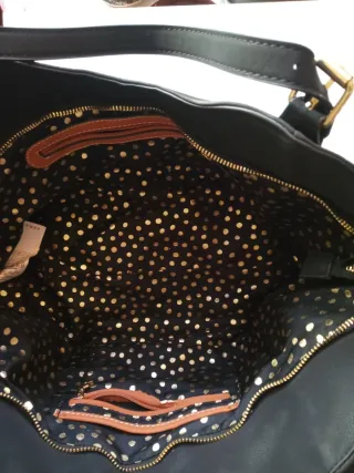 Bolso Desigual Negro Multicolor Flores Bordadas