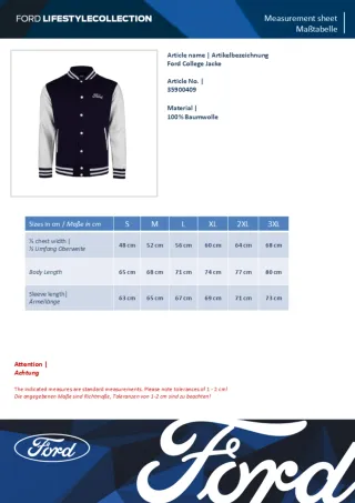 Chaqueta  Ford Azul y Blanca