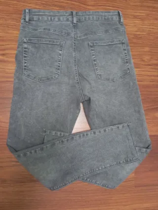 Pantalón elástico gris mujer