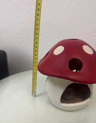 Portavelas seta cerámica rojo y blanco