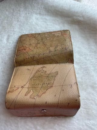 Portafogli donna vintage mappamondo beige