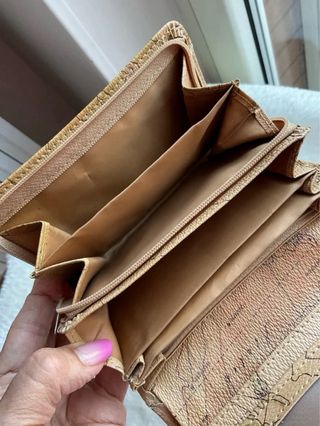 Portafogli donna vintage mappamondo beige