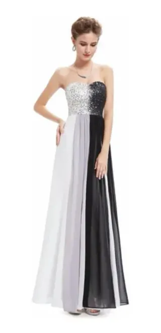 Abito lungo donna bianco e nero