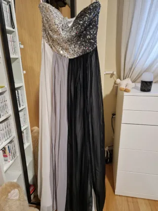 Abito lungo donna bianco e nero