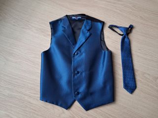 Conjunto niño americana, camisa, chaleco y corbata