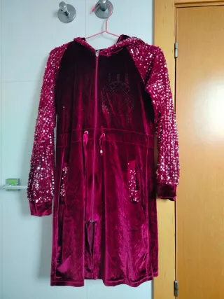 Chaqueta Larga Roja Lentejuelas Talla 40