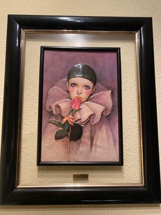 Cuadro Arlequín con marco negro: “Mira Fujita”