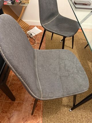 Juego 4 sillas comedor tela y metal