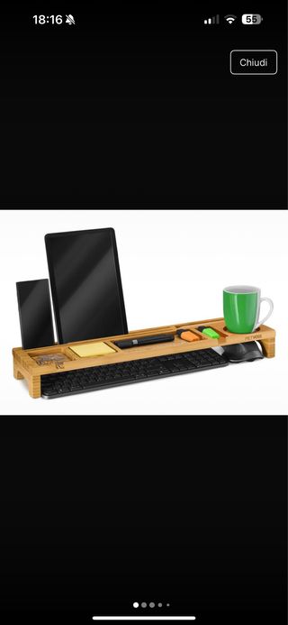 Organizzatore scrivania bambù con porta tablet