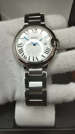 Reloj Seiko Mod Ballon Blanco Negro y Azul Marino