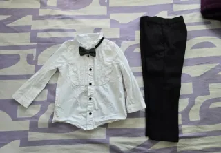 Traje de niño negro y plateado