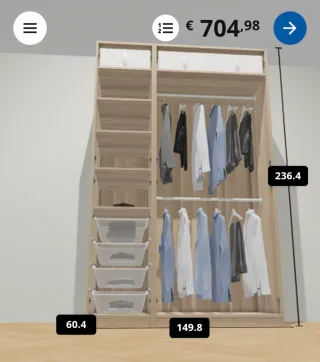 Armario PAX Ikea madera y cristal