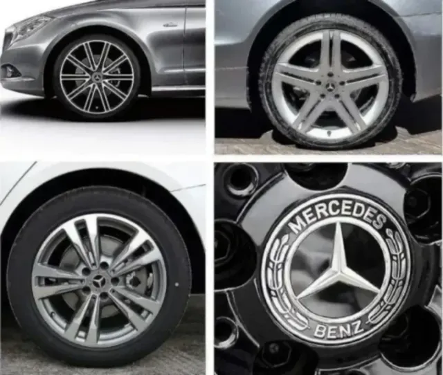 4 TAPABUJES CENTRO RUEDA LLANTA TAPA MERCEDES 75MM