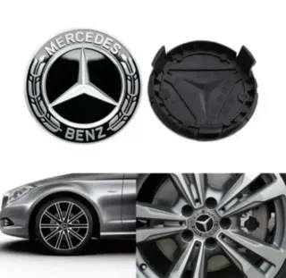 4 TAPABUJES CENTRO RUEDA LLANTA TAPA MERCEDES 75MM