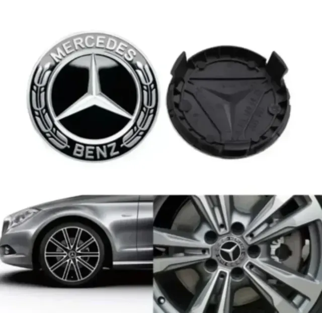 4 TAPABUJES CENTRO RUEDA LLANTA TAPA MERCEDES 75MM
