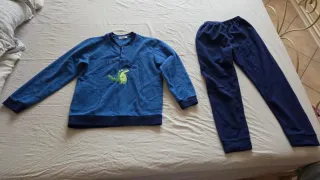 Pigiama pile bambino dinosauro blu