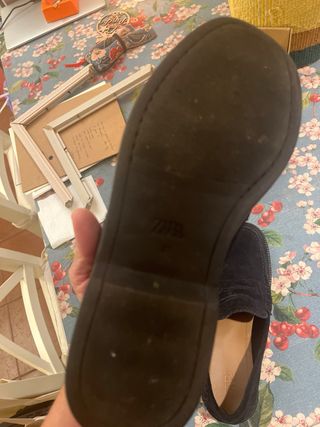 Mocasines ZARA ante azul marino oscuro talla 41