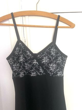 Vestido largo negro y plateado