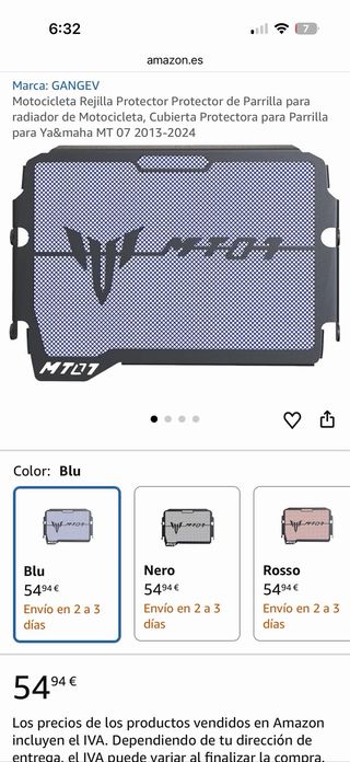 NUEVA Rejilla Radiador Yamaha MT