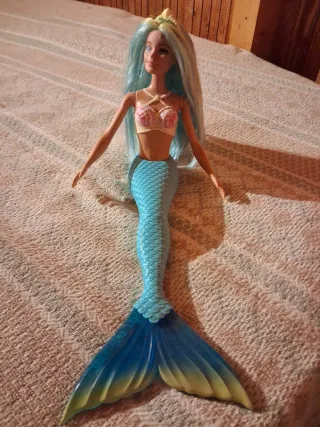 Barbie Sirena Azul Casi Nueva