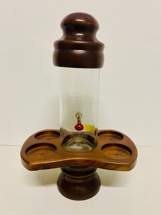 Dispensador Vino Madera y Cristal Decorado