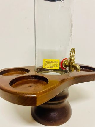 Dispensador Vino Madera y Cristal Decorado