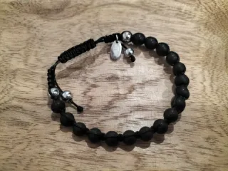 Pulsera Lotus Piedra Turmalina Negra y Plata