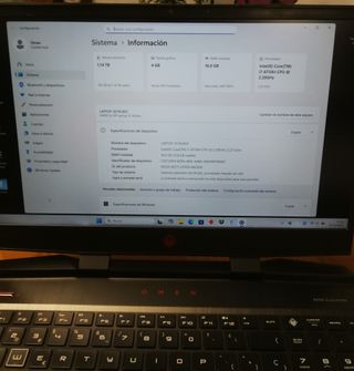 Portátil Omen i7 4 a 32GB GTX 1050Ti