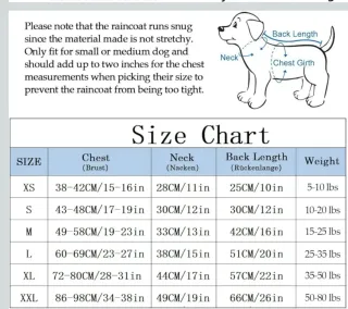 Chubasquero Perro pequeño talla S Amarillo