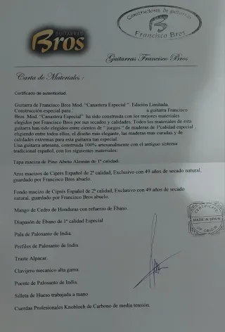 Guitarra BROS Canastera Especial