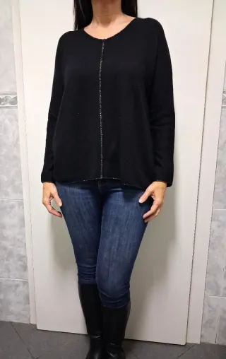 Jersey punto talla única negro