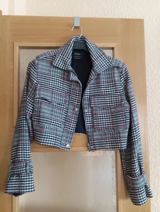 Chaqueta crop top cuadros