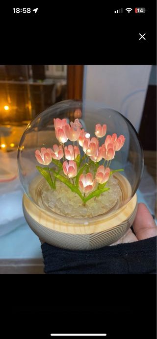 Lámpara Tulipanes Cristal y Madera.