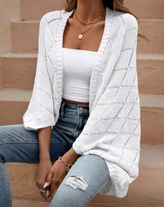 Chaqueta tejida blanca