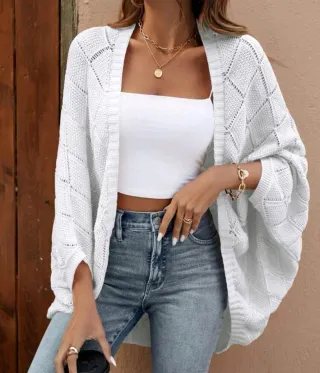 Chaqueta tejida blanca