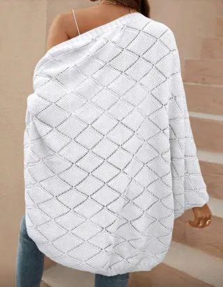 Chaqueta tejida blanca