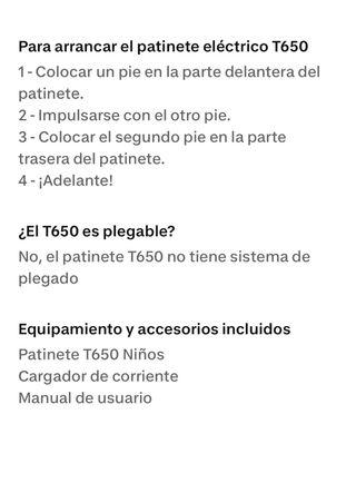 Patinete eléctrico infantil Wispeed T650