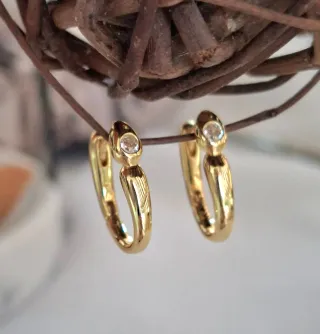 Pendientes Aro Baño Oro 18k Plata Ley