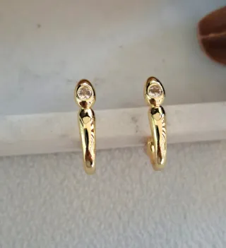 Pendientes Aro Baño Oro 18k Plata Ley