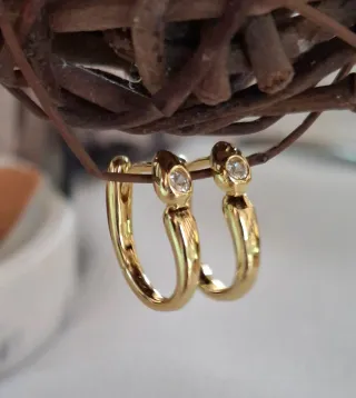 Pendientes Aro Baño Oro 18k Plata Ley