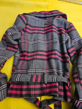 Giacchetto a quadri grigio e fucsia