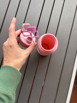 Botella Plegable Silicona Rosa