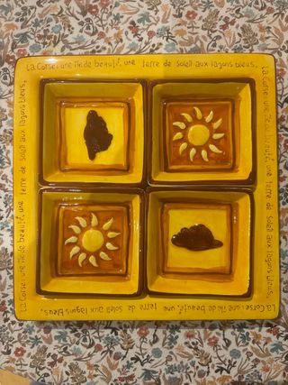 Plato decorativo cerámica 4 compartimentos