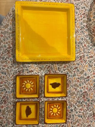 Plato decorativo cerámica 4 compartimentos