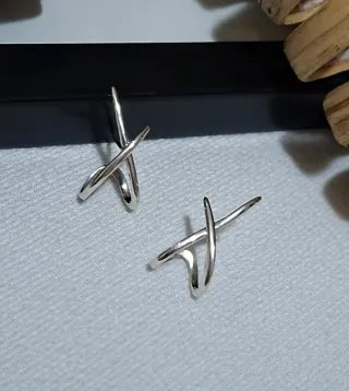 Pendientes Plata Ley Diseño Cruzado