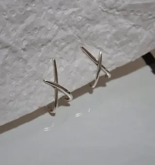 Pendientes Plata Ley Diseño Cruzado